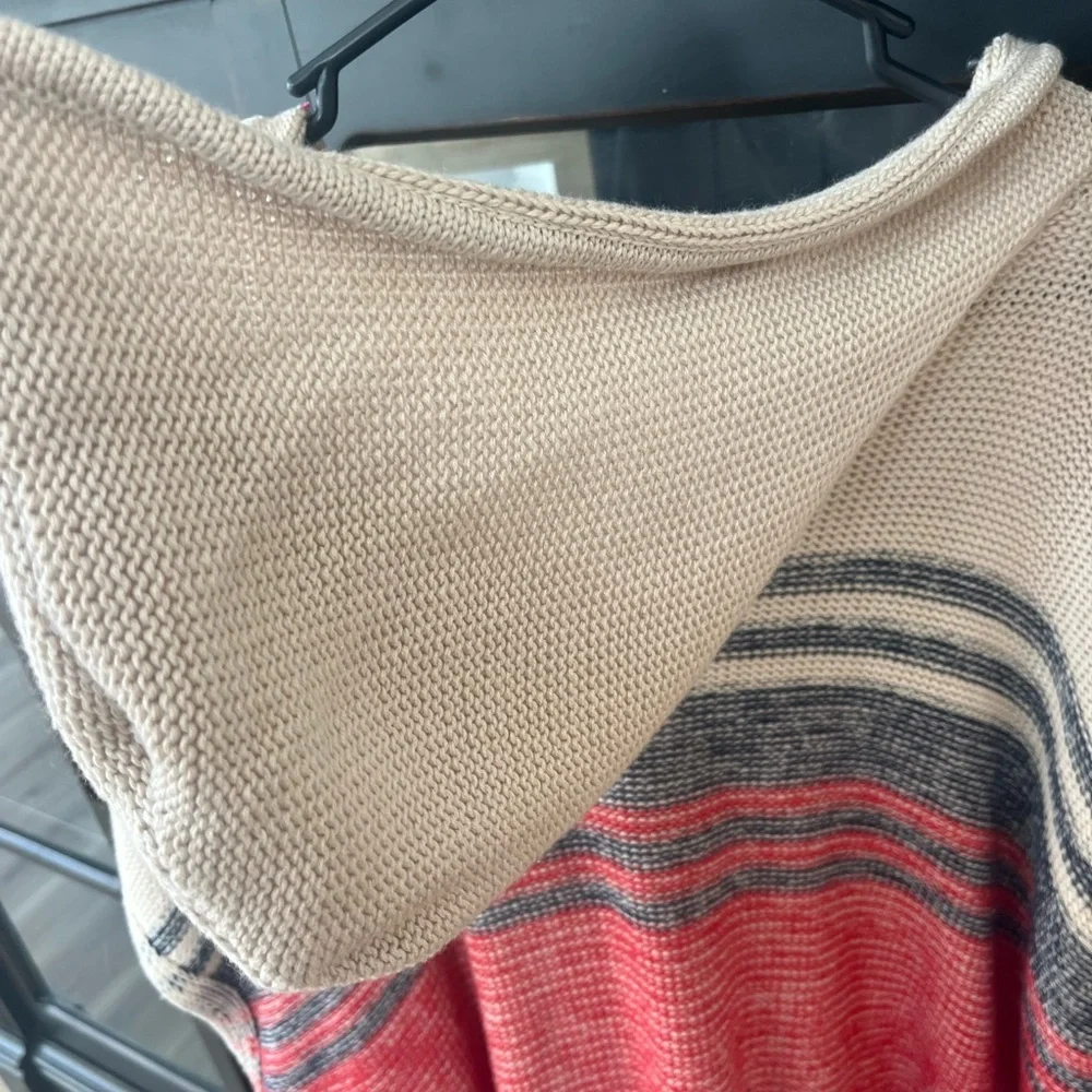 Paper Crane Sweater Poncho Hoodie. Striped Women’s Sz-M Preppy Travel